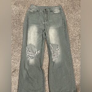 Distressed Gray Women Jeans